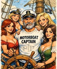 Motorboat Captain Button